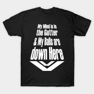 My Mind is in the Gutter and My Balls are down Here T-Shirt